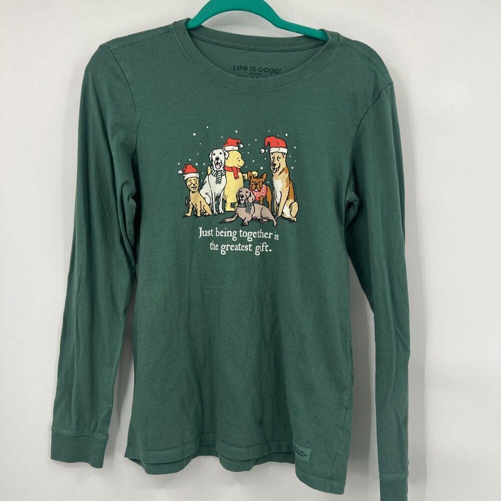 Medium Women's Life is Good Greatest Gift Winnie & Friends Green Crusher Long M